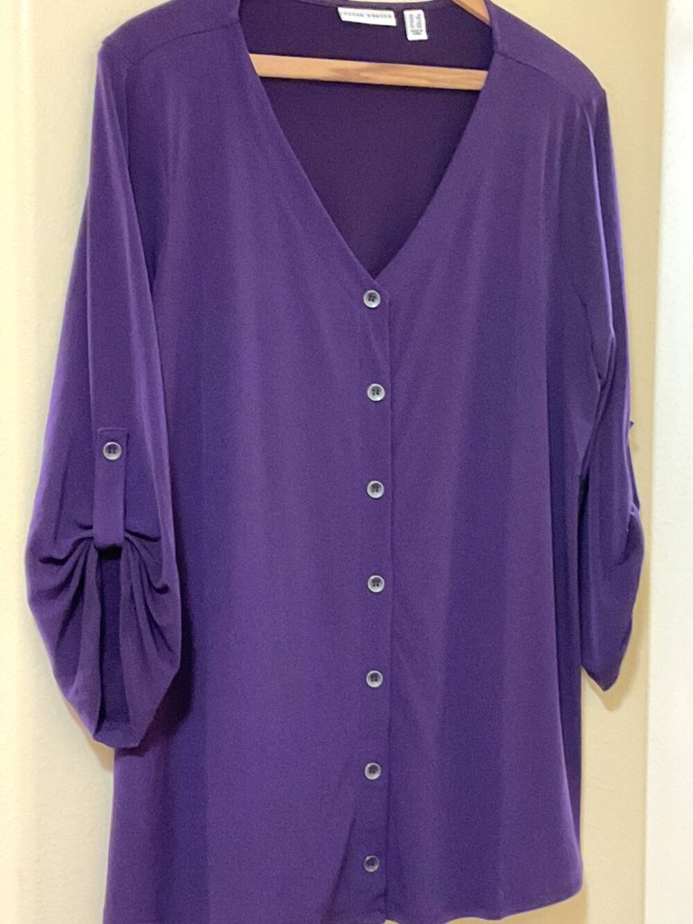 Susan Graver - Liquid Knit Purple Top - 1X